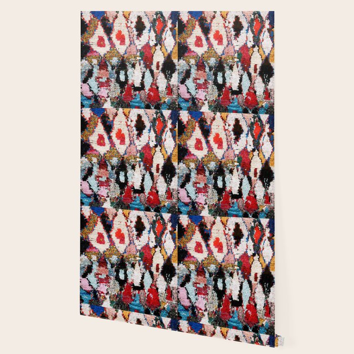 Antique Moroccan Boucherouitte Rug Print Wallpaper Gallery Image 2