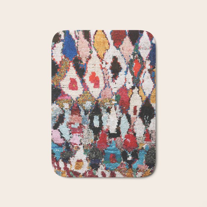Antique Moroccan Boucherouitte Rug Print Bath Mat Gallery Image 1
