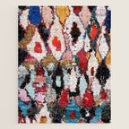 Antique Moroccan Boucherouitte Rug Print Jigsaw Puzzle Gallery Image 1