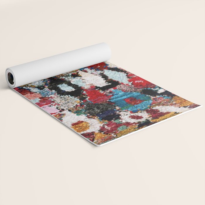 Antique Moroccan Boucherouitte Rug Print Yoga Mat Gallery Image 2