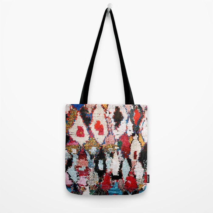 Antique Moroccan Boucherouitte Rug Print Tote Bag Gallery Image 2