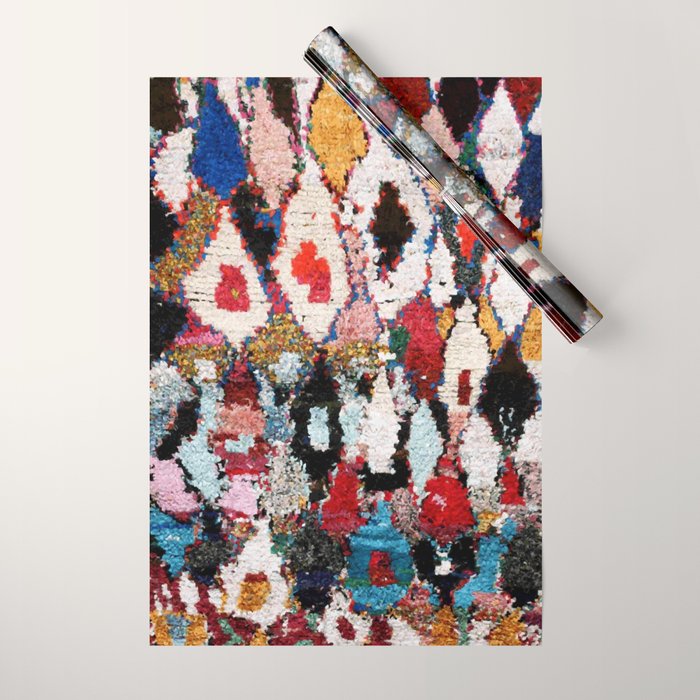 Antique Moroccan Boucherouitte Rug Print Wrapping Paper Gallery Image 1