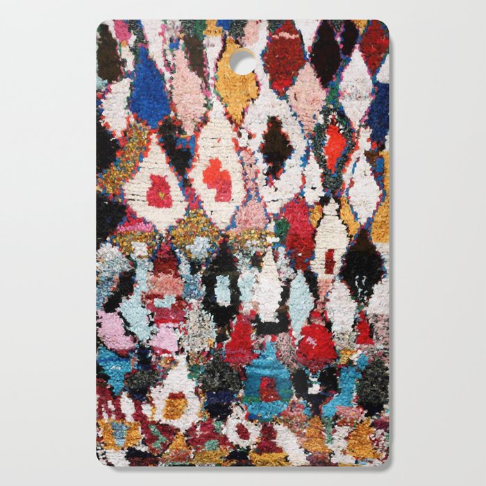 Antique Moroccan Boucherouitte Rug Print Cutting Board Gallery Image 1
