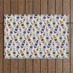 Geometric Fish Pattern - Blue and Olive Outdoor Rug Gallery Image 1