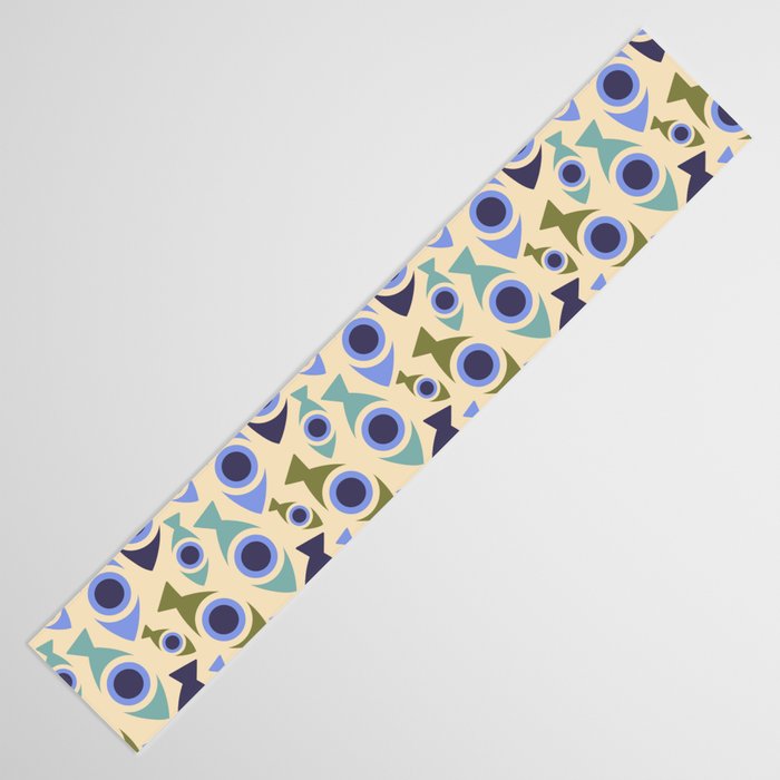 Geometric Fish Pattern - Blue and Olive Table Runner Gallery Image 3