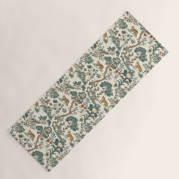 Tigers in Romantic Botanica Yoga Mat Gallery Image 1