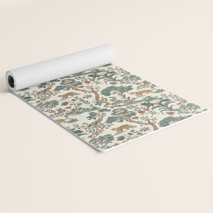 Tigers in Romantic Botanica Yoga Mat Gallery Image 2