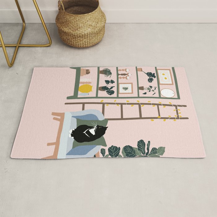 cat chilling out in the living room Rug Gallery Image 1