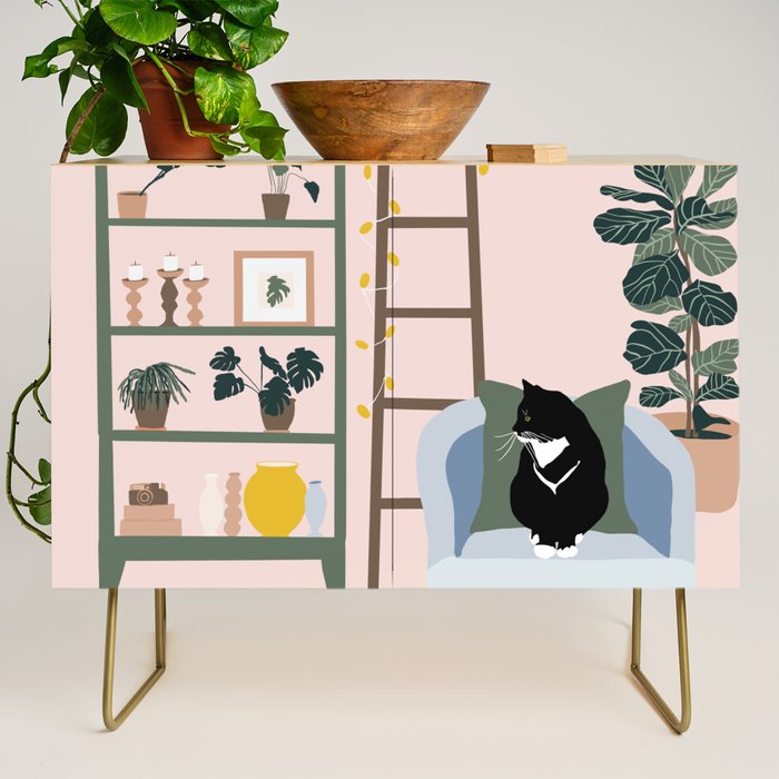 cat chilling out in the living room Credenza Gallery Image 1