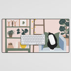 cat chilling out in the living room Desk Mat Gallery Image 1