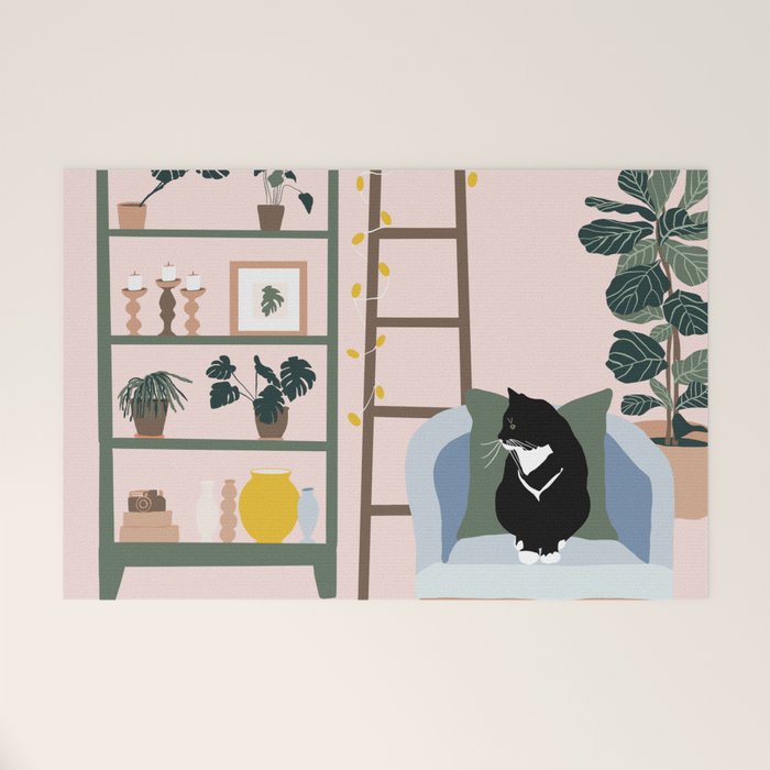 cat chilling out in the living room Welcome Mat Gallery Image 1