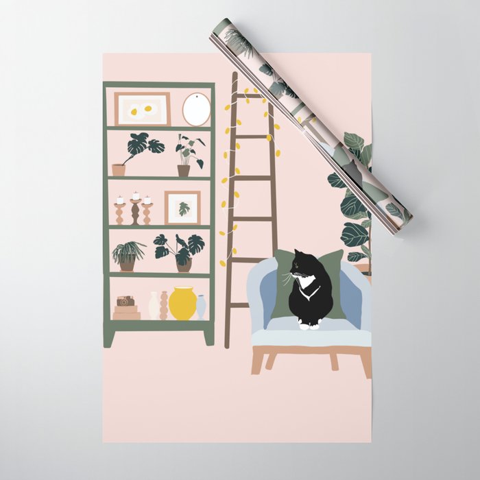 cat chilling out in the living room Wrapping Paper Gallery Image 1