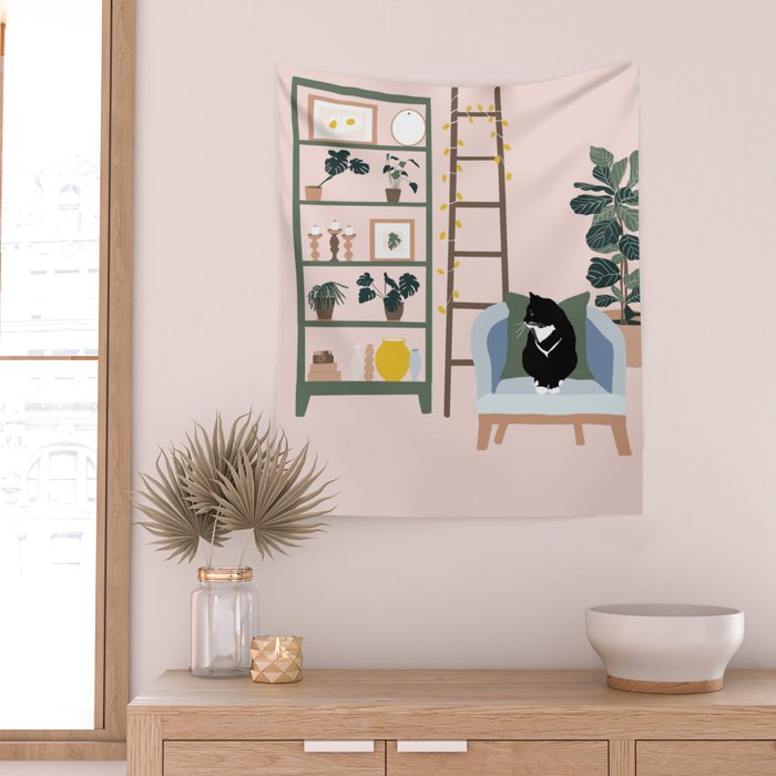 cat chilling out in the living room Wall Tapestry Gallery Image 2