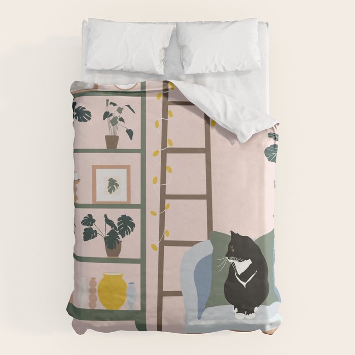 cat chilling out in the living room Duvet Cover Gallery Image 6