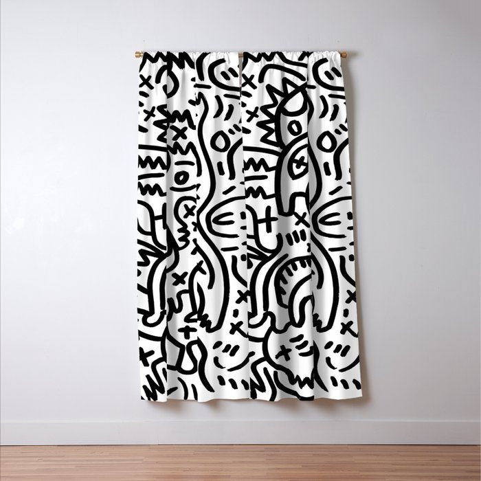 Graffiti Street Art Black and White Window Curtain Gallery Image 3