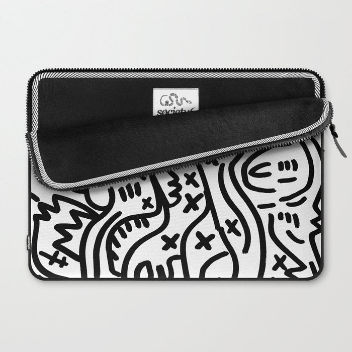 Graffiti Street Art Black and White Laptop Sleeve Gallery Image 2