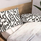 Graffiti Street Art Black and White Pillow Sham Gallery Image 2