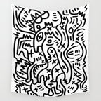 Graffiti Street Art Black and White Wall Tapestry Gallery Image 4