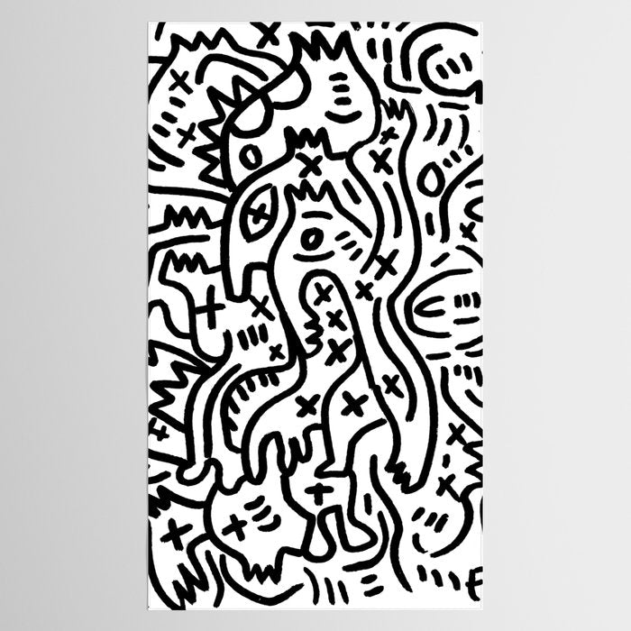 Graffiti Street Art Black and White Tablecloth Gallery Image 2