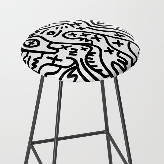 Graffiti Street Art Black and White Stool Gallery Image 2