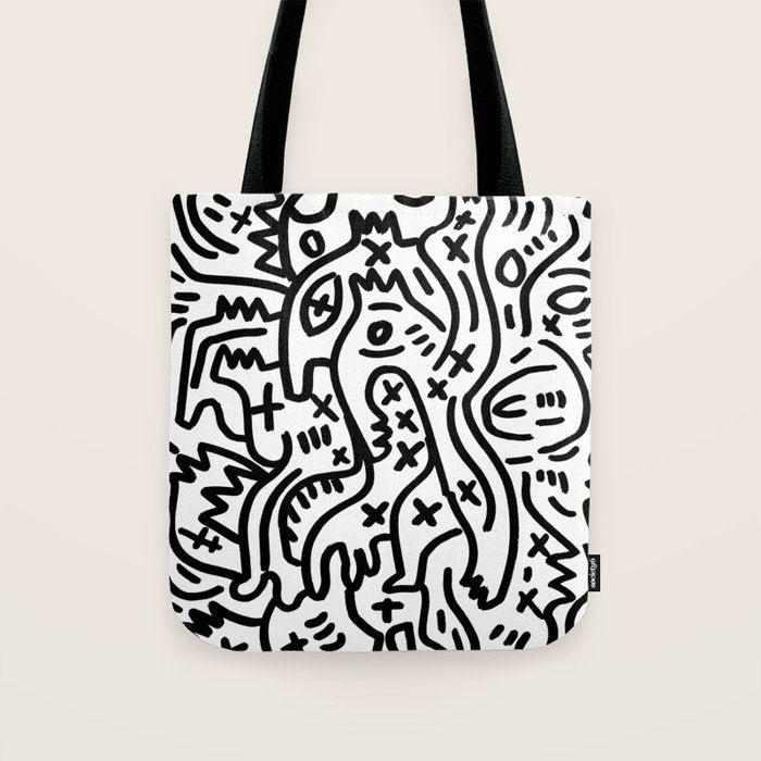 Graffiti Street Art Black and White Tote Bag Gallery Image 1