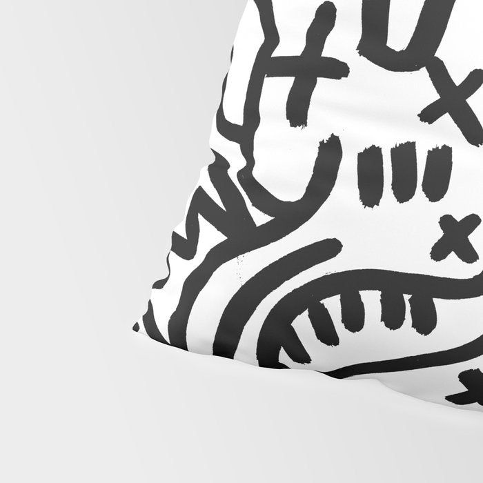 Graffiti Street Art Black and White Pillow Sham Gallery Image 4