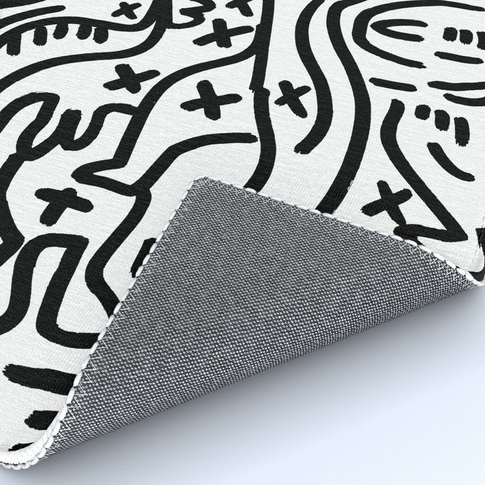 Graffiti Street Art Black and White Rug Gallery Image 4