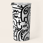 Graffiti Street Art Black and White Travel Mug Gallery Image 3