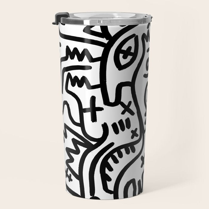 Graffiti Street Art Black and White Travel Mug Gallery Image 3