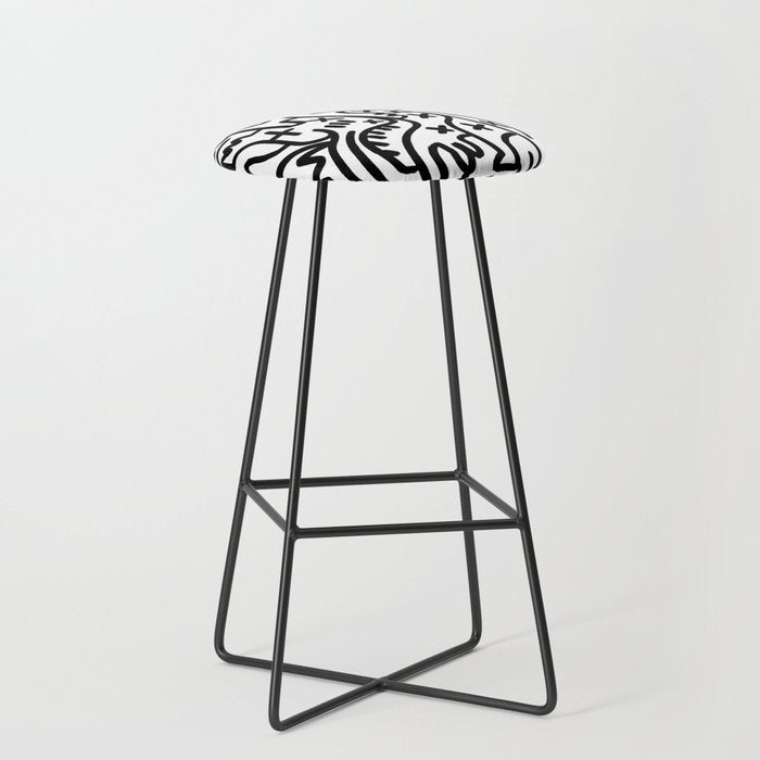 Graffiti Street Art Black and White Stool Gallery Image 1