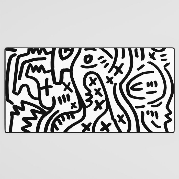 Graffiti Street Art Black and White Desk Mat Gallery Image 3