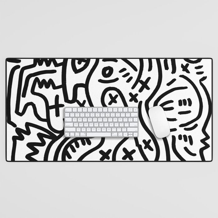 Graffiti Street Art Black and White Desk Mat Gallery Image 1