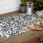 Graffiti Street Art Black and White Outdoor Rug Gallery Image 2