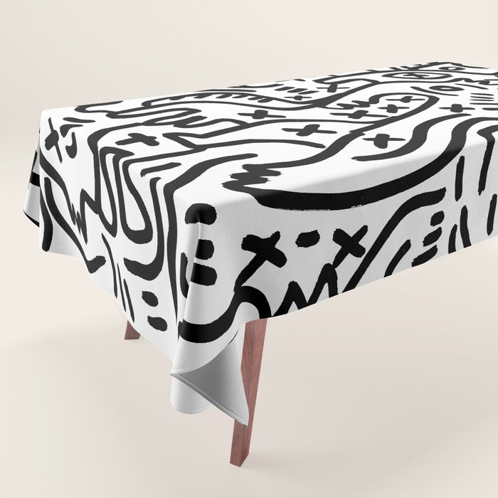 Graffiti Street Art Black and White Tablecloth Gallery Image 1