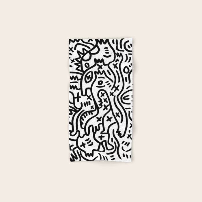 Graffiti Street Art Black and White Bath Towel Gallery Image 1