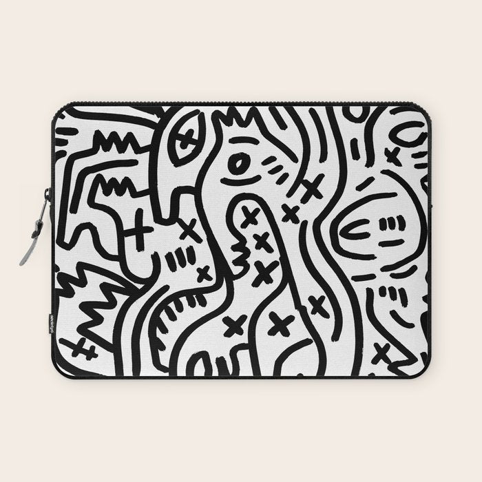 Graffiti Street Art Black and White Laptop Sleeve Gallery Image 1