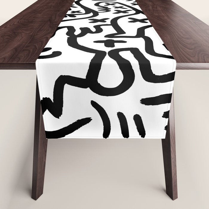 Graffiti Street Art Black and White Table Runner Gallery Image 1