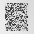 Graffiti Street Art Black and White Throw Blanket Gallery Image 2
