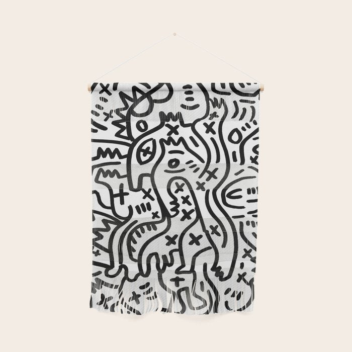 Graffiti Street Art Black and White Wall Hanging Gallery Image 1