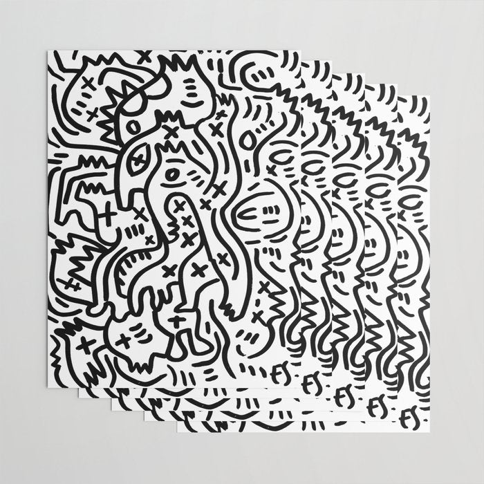 Graffiti Street Art Black and White Wrapping Paper Gallery Image 3