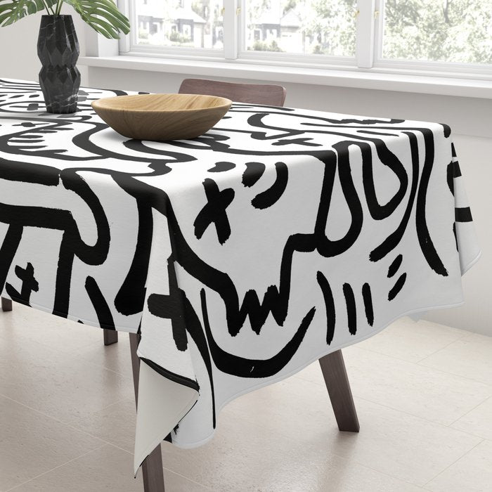 Graffiti Street Art Black and White Tablecloth Gallery Image 3