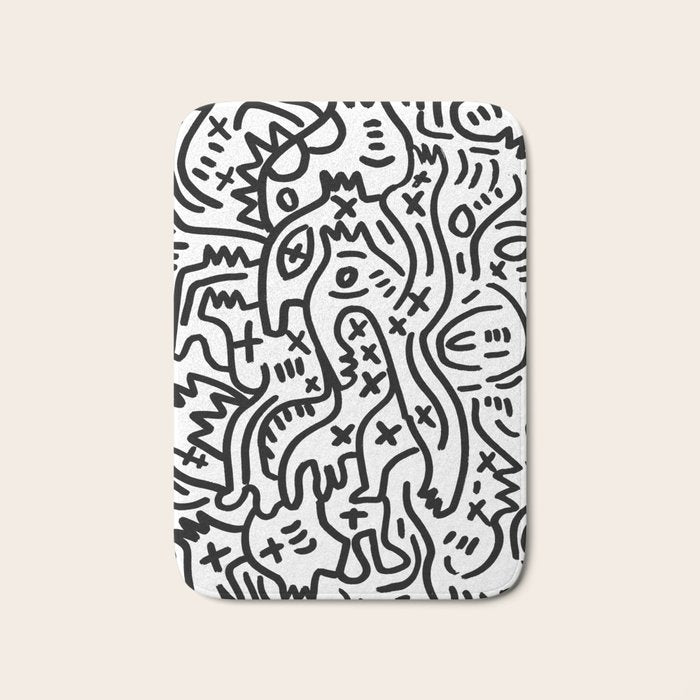Graffiti Street Art Black and White Bath Mat Gallery Image 1