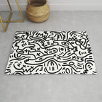 Graffiti Street Art Black and White Rug Gallery Image 1