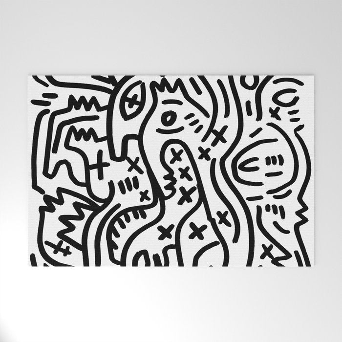 Graffiti Street Art Black and White Welcome Mat Gallery Image 1