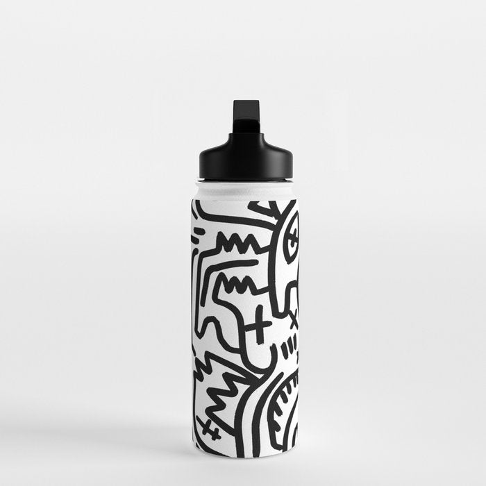 Graffiti Street Art Black and White Water Bottle Gallery Image 3