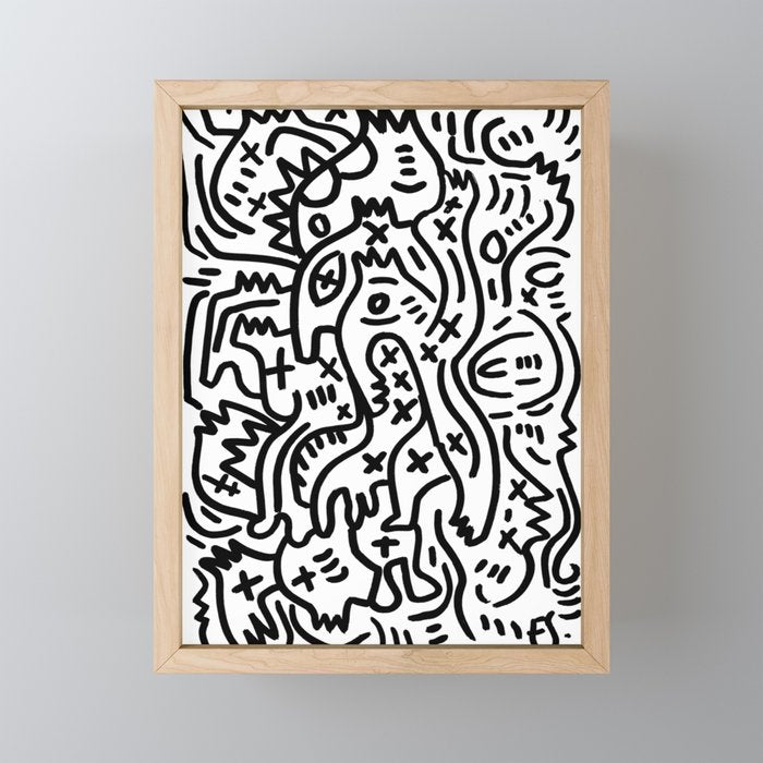 Graffiti Street Art Black and White Mini Art Print Gallery Image 1