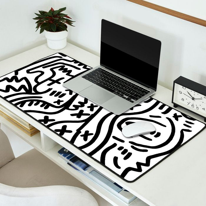 Graffiti Street Art Black and White Desk Mat Gallery Image 2