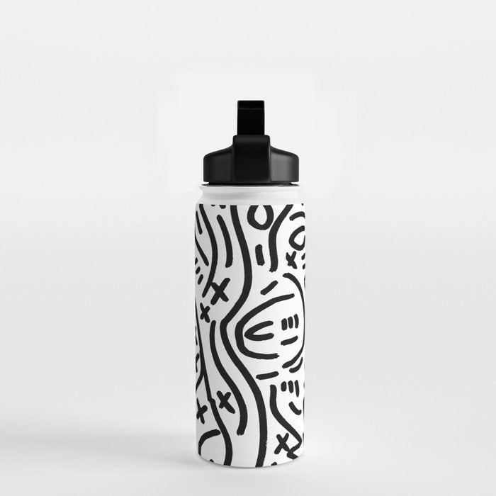 Graffiti Street Art Black and White Water Bottle Gallery Image 2