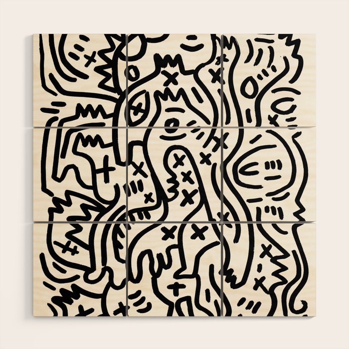 Graffiti Street Art Black and White Wood Wall Art Gallery Image 1