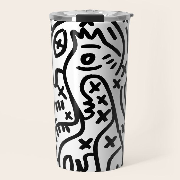 Graffiti Street Art Black and White Travel Mug Gallery Image 1